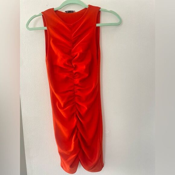 Zara red ruched front dress - Picture 2 of 3